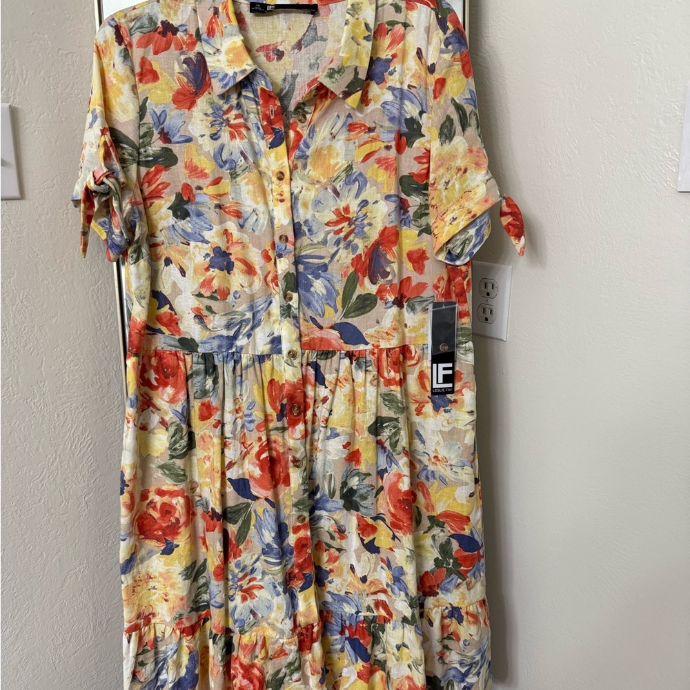 LF Orange and Yellow Buttoned Tie Front Sundress
